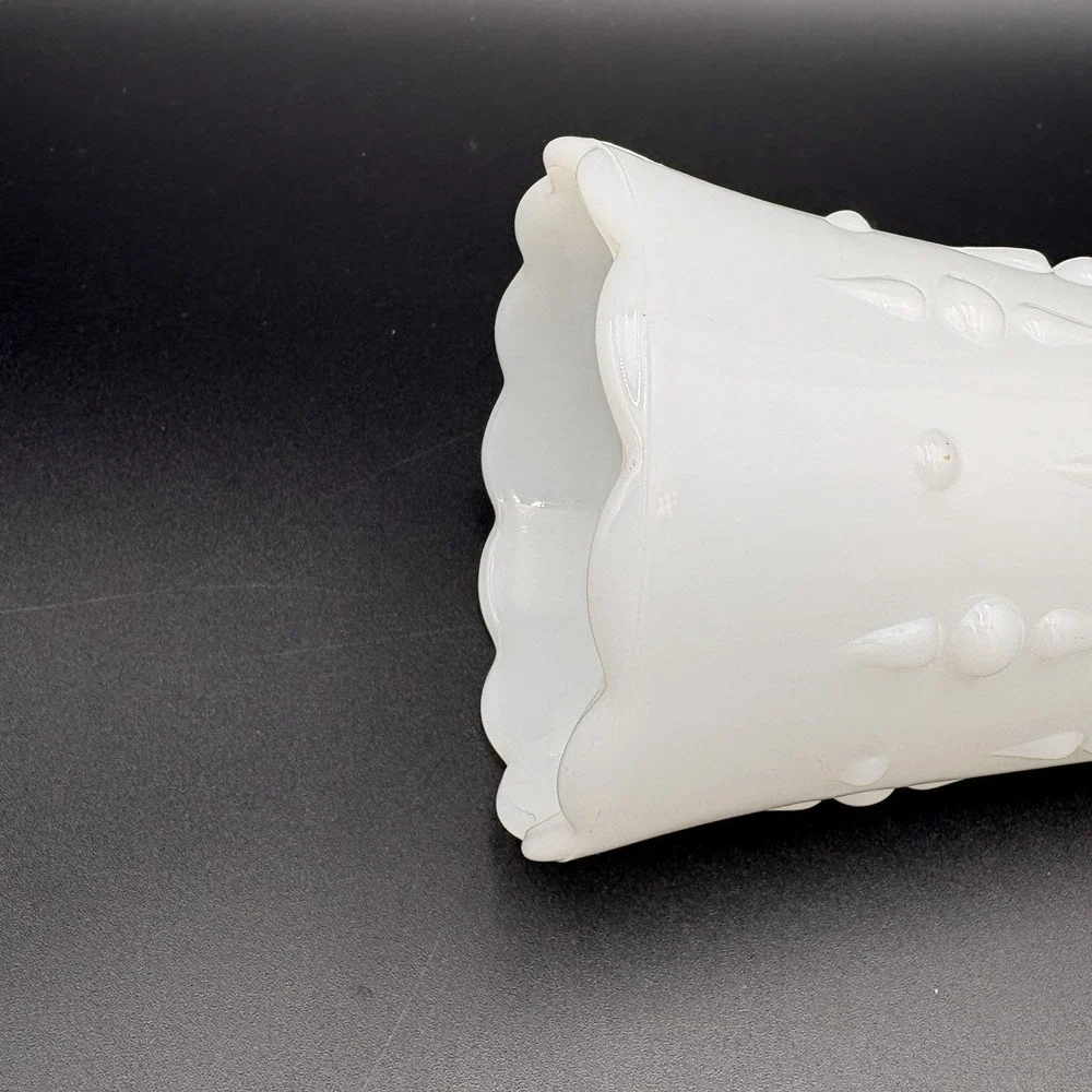 Vintage 1960's Anchor Hocking Milk Glass Vase | Teardrop and Pearl | White Decor
